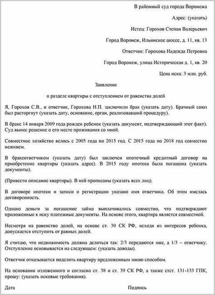 Порядок подачи (пошаговый алгоритм) заявления о разделе совместно нажитого имущества супругов в суд