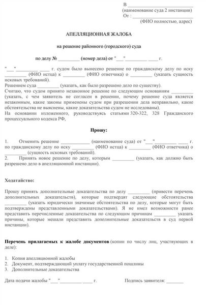 Образец апелляционной жалобы на приговор суда